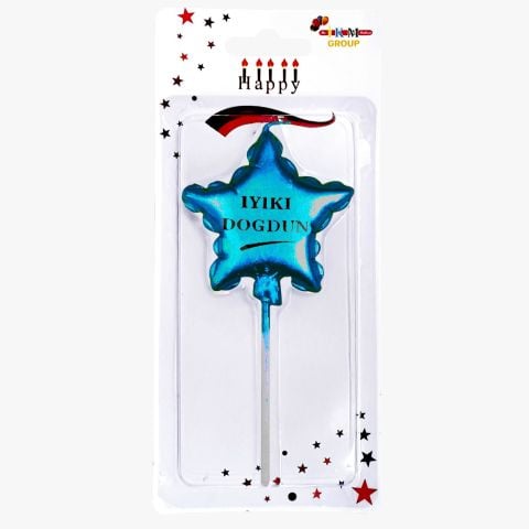 İYİKİ DOĞDUN YILDIZ MAVİ MUM PK:12 KL:480