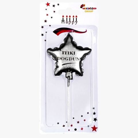 İYİKİ DOĞDUN YILDIZ GÜMÜŞ MUM PK:12 KL:480