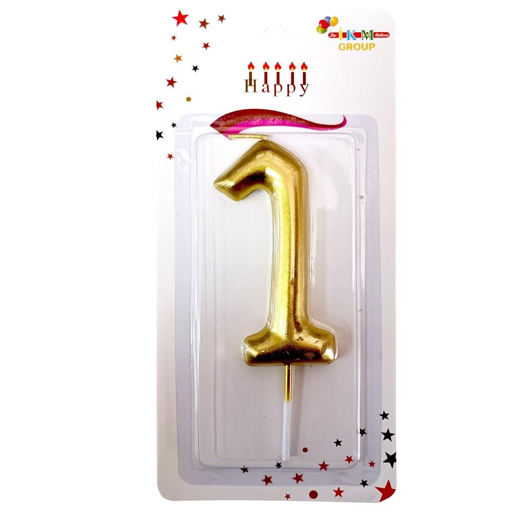 BÜYÜK BOY 1 RAKAM GOLD  MUM 13cm PK:24 KL:600