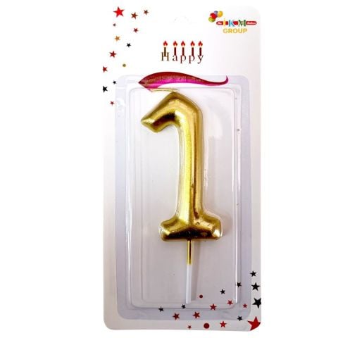 BÜYÜK BOY 1 RAKAM GOLD  MUM 13cm PK:24 KL:600