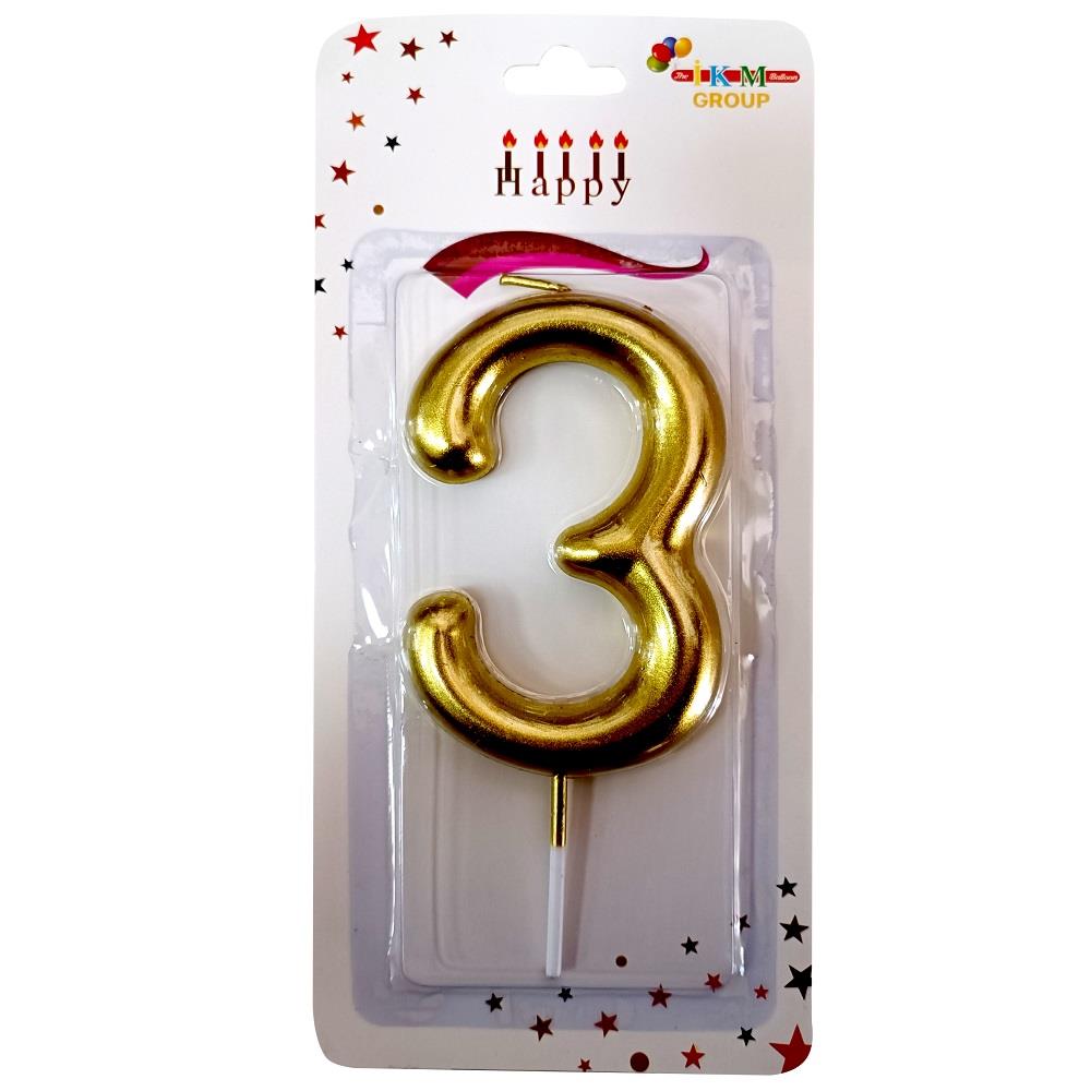 BÜYÜK BOY 3 RAKAM GOLD  MUM 13cm PK:24 KL:600