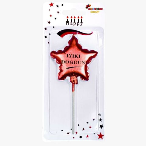 İYİKİ DOĞDUN YILDIZ KIRMIZI MUM PK:12 KL:480