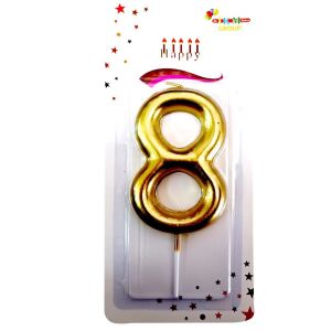 BÜYÜK BOY 8 RAKAM GOLD  MUM 13,5CM PK:24 KL:600