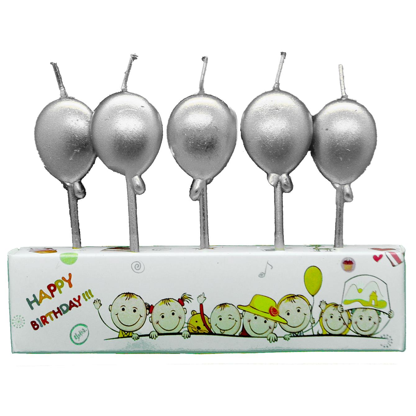 5Lİ CROM BALON GÜMÜŞ MUM PK:12