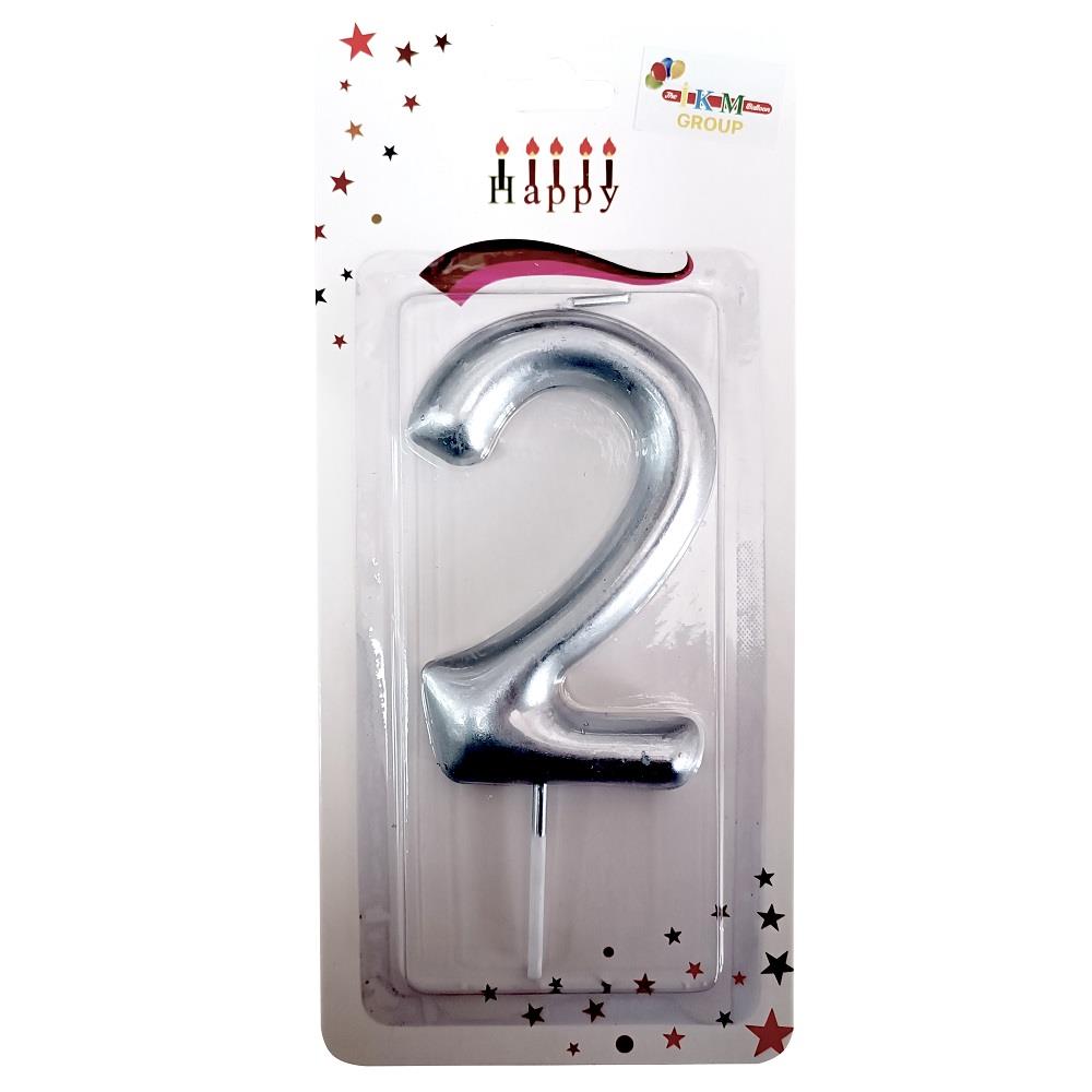 BÜYÜK BOY 2 RAKAM GÜMÜŞ  MUM 13,5CM PK:24 KL:600
