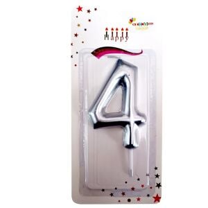 BÜYÜK BOY 4 RAKAM GÜMÜŞ  MUM 13,5CM PK:24 KL:600