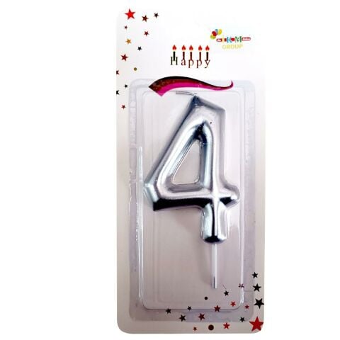 BÜYÜK BOY 4 RAKAM GÜMÜŞ  MUM 13cm PK:24 KL:600