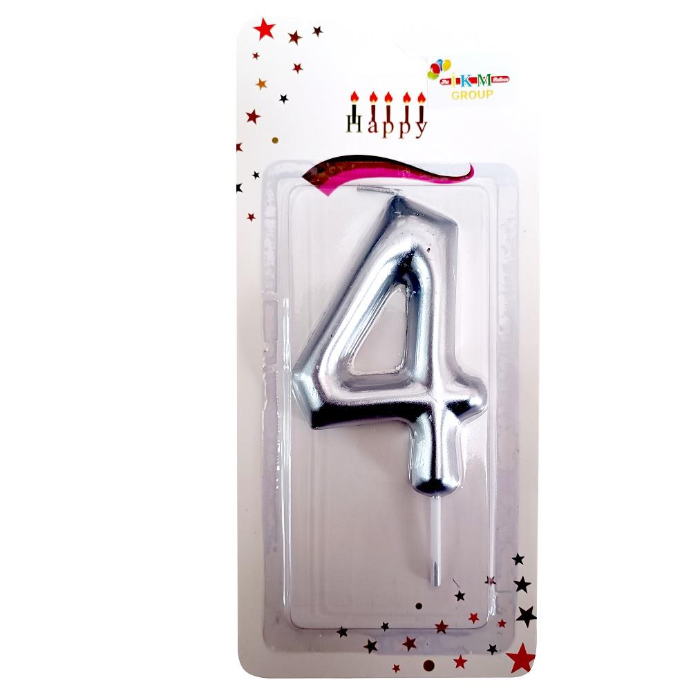 BÜYÜK BOY 4 RAKAM GÜMÜŞ  MUM 13,5CM PK:24 KL:600