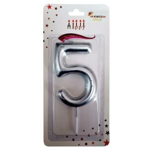 BÜYÜK BOY 5 RAKAM GÜMÜŞ  MUM 13,5CM PK:24 KL:600
