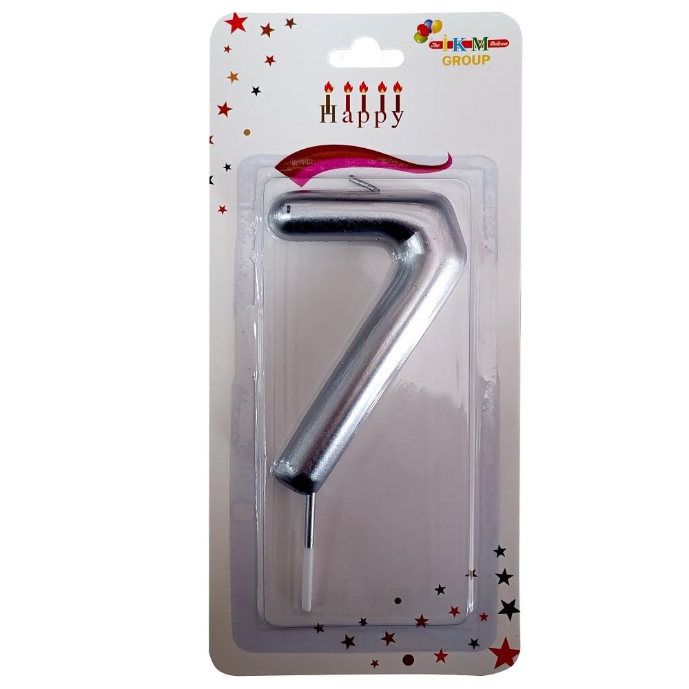 BÜYÜK BOY 7 RAKAM GÜMÜŞ  MUM 13,5CM PK:24 KL:600