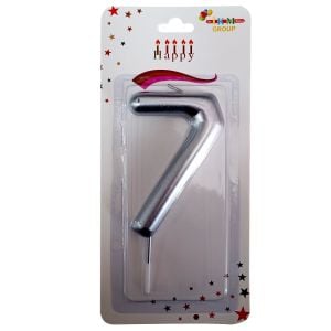BÜYÜK BOY 7 RAKAM GÜMÜŞ  MUM 13,5CM PK:24 KL:600