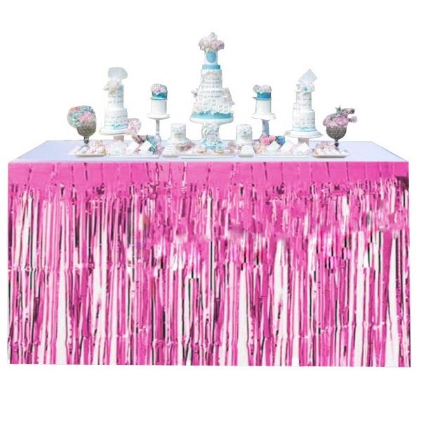 İTHAL METALİZE PEMBE MASA ETEĞİ 70*300cm