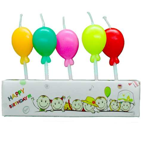5 Lİ RENKLİ BALONLU MUM PK:12