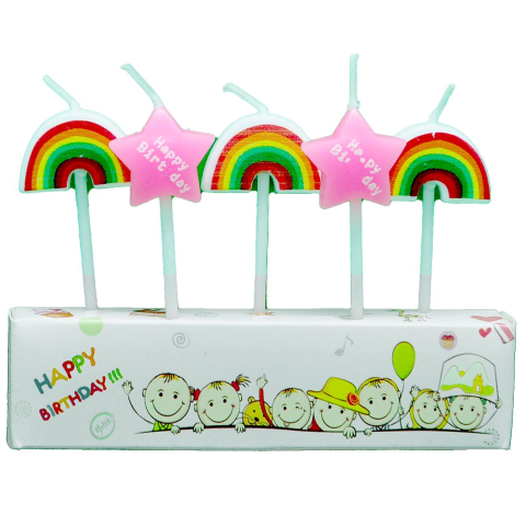 5 Lİ GÖKKUŞAĞI YILDIZ MUM  PK:12