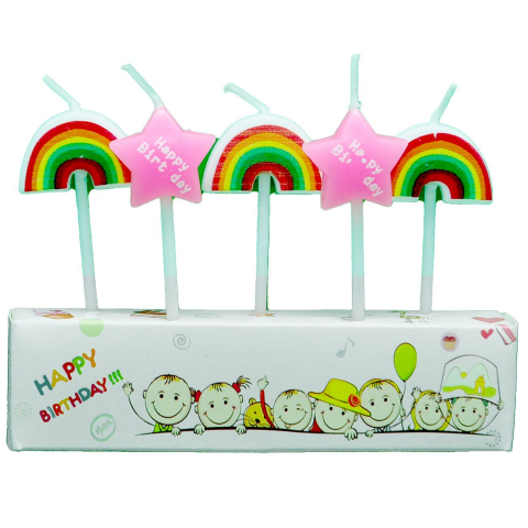 5 Lİ GÖKKUŞAĞI YILDIZ MUM  PK:12