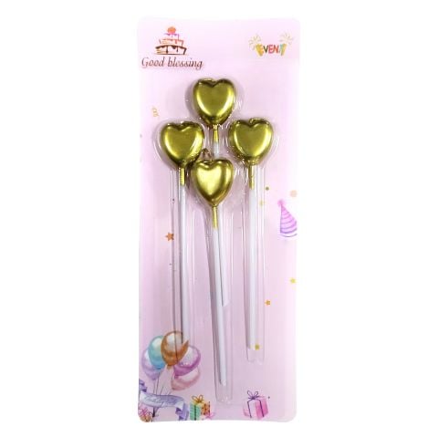 4 LÜ ÇUBUKLU KALP GOLD MUM 13.5CM PK:24