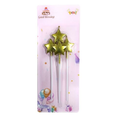 4 LÜ ÇUBUKLU YILDIZ GOLD MUM 13.5CM  PK:24