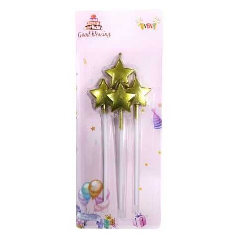 4 LÜ ÇUBUKLU YILDIZ GOLD MUM 13.5CM  PK:24