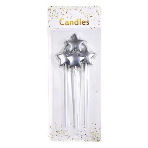 4 LÜ ÇUBUKLU YILDIZ GÜMÜŞ  MUM 13.5CM PK:24