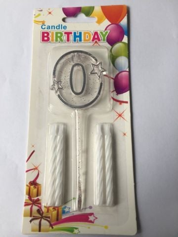 MİKA ŞEFFAF 0 RAKAM GÜMÜŞ MUM 12CM PK:12 KL:600