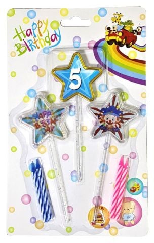 3D GÖRÜNÜMLÜ MUM 5 YAŞ YILDIZ MODELİ MAVİ 12.5CM PK:12