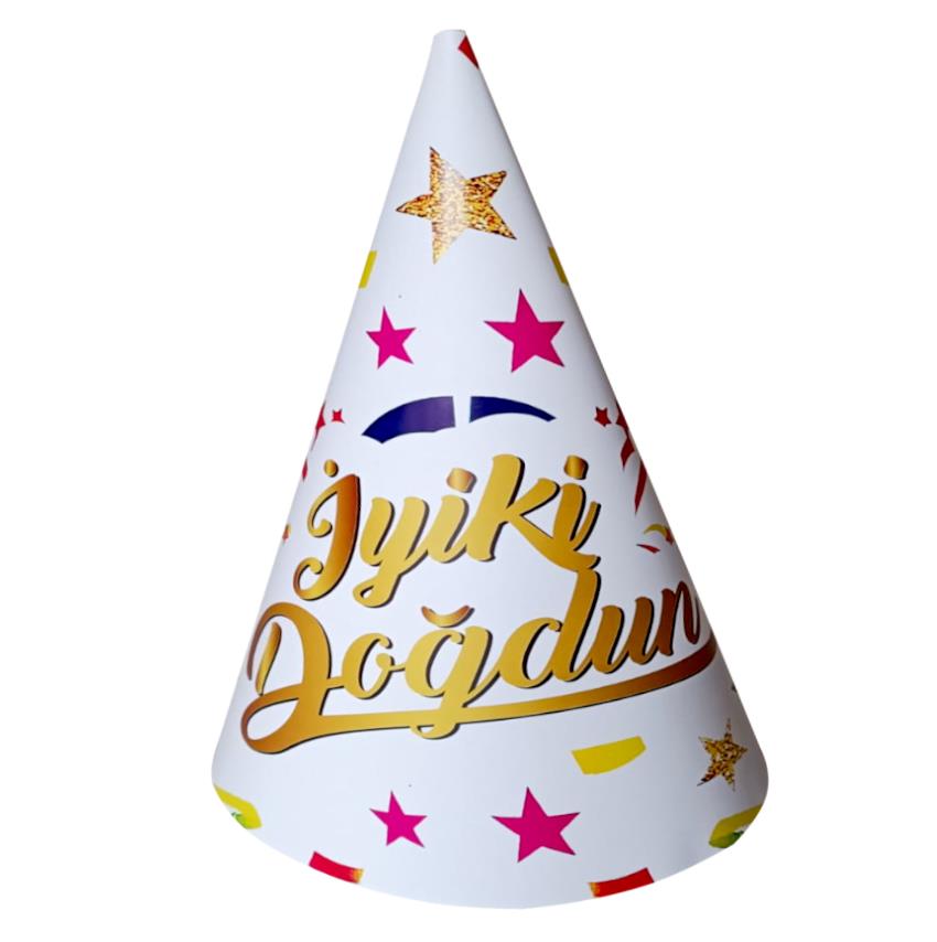 8 Lİ YILDIZ KONFETİLİ İYİKİ DOĞDUN ŞAPKA