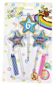 3D GÖRÜNÜMLÜ MUM 6 YAŞ YILDIZ MODELİ MAVİ 12.5CM PK:12