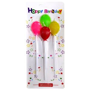 4 LÜ ÇUBUKLU BALON RENGARENK MUM 13.5CM