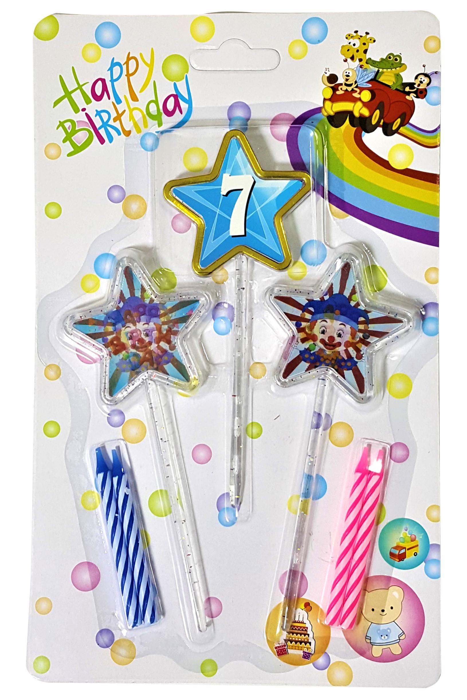 3D GÖRÜNÜMLÜ MUM 7 YAŞ YILDIZ MODELİ MAVİ 12.5CM PK:12