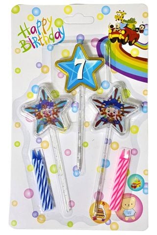 3D GÖRÜNÜMLÜ MUM 7 YAŞ YILDIZ MODELİ MAVİ 12.5CM PK:12