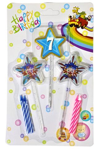 3D GÖRÜNÜMLÜ MUM 7 YAŞ YILDIZ MODELİ MAVİ 12.5CM PK:12