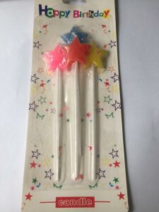 4 LÜ ÇUBUKLU YILDIZ RENGARENK MUM 13.5CM PK:24