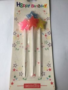 4 LÜ ÇUBUKLU YILDIZ RENGARENK MUM 13.5CM PK:24