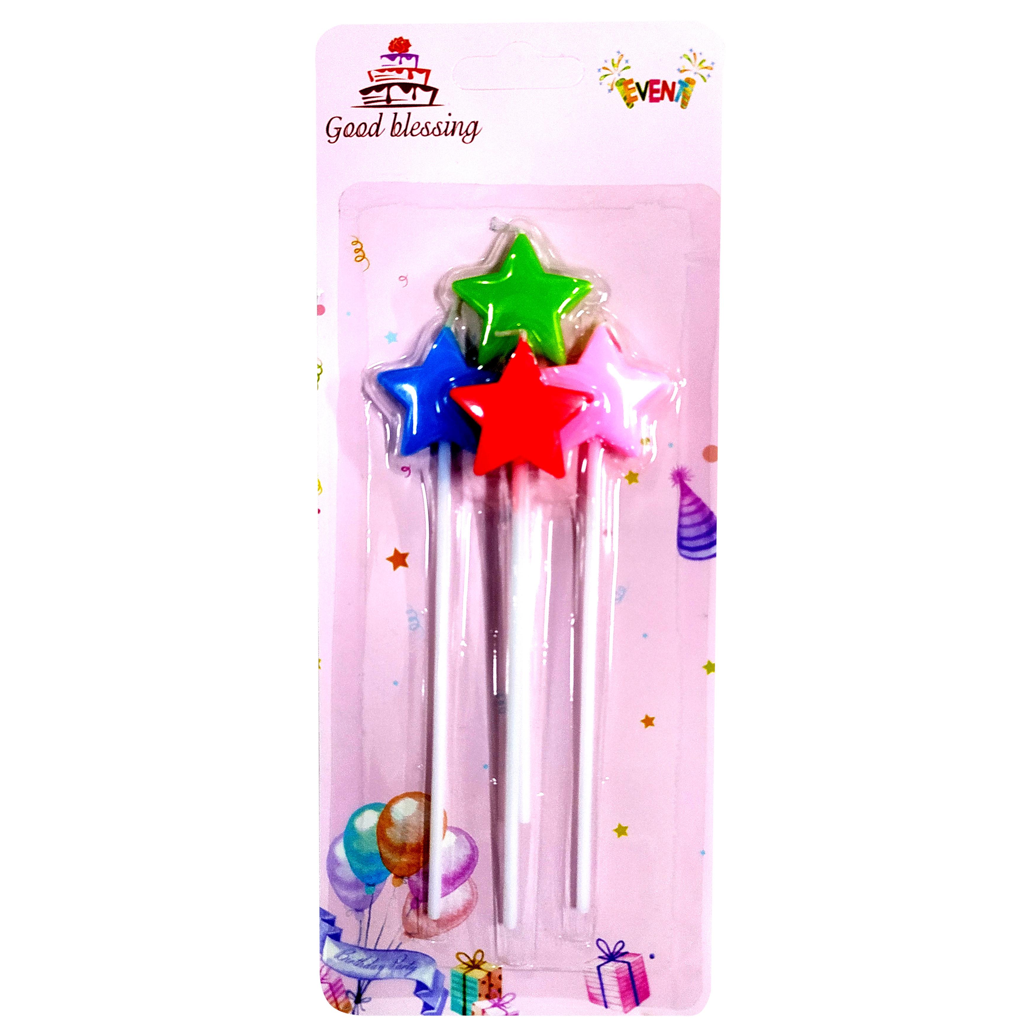 4 LÜ ÇUBUKLU YILDIZ RENGARENK MUM 13.5CM PK:24