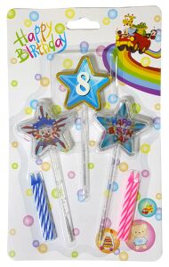 3D GÖRÜNÜMLÜ MUM 8 YAŞ YILDIZ MODELİ MAVİ 12.5CM PK:12