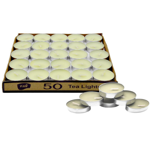 50 Lİ TEALİGT YUVARLAK BEYAZ MUM KL:40