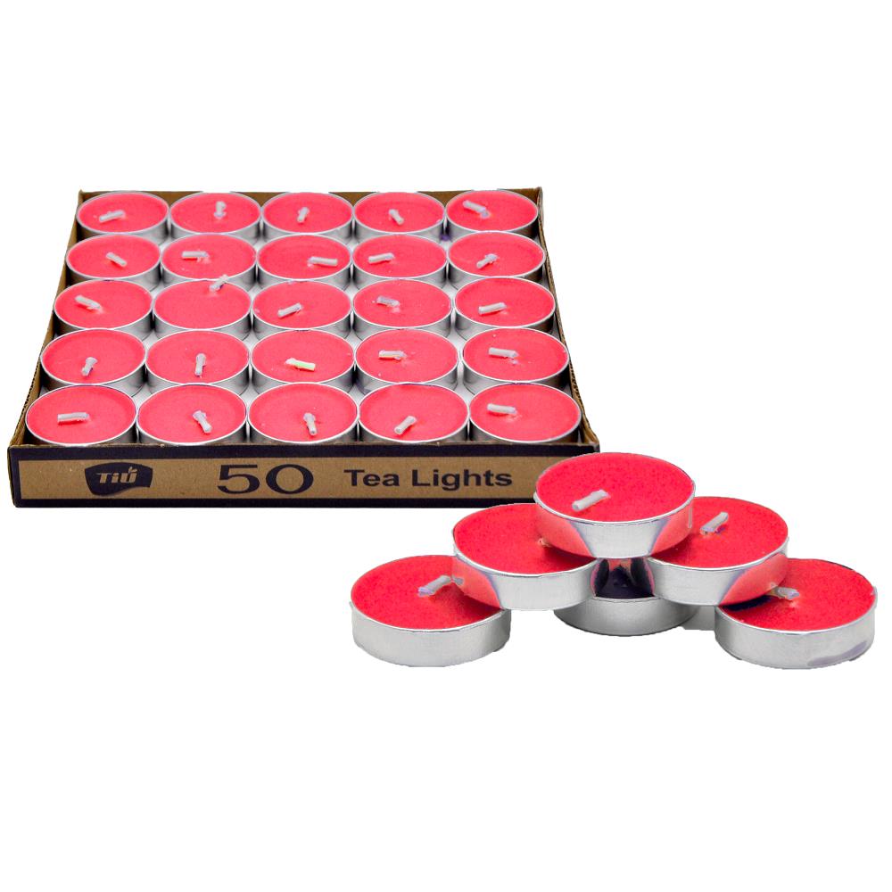50 Lİ TEALİGT YUVARLAK KIRMIZI MUM KL:40