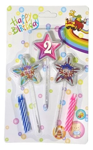 3D GÖRÜNÜMLÜ MUM 2 YAŞ YILDIZ MODELİ PEMBE 12.5CM PK:12