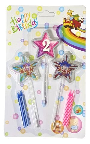 3D GÖRÜNÜMLÜ MUM 2 YAŞ YILDIZ MODELİ PEMBE 12.5CM PK:12