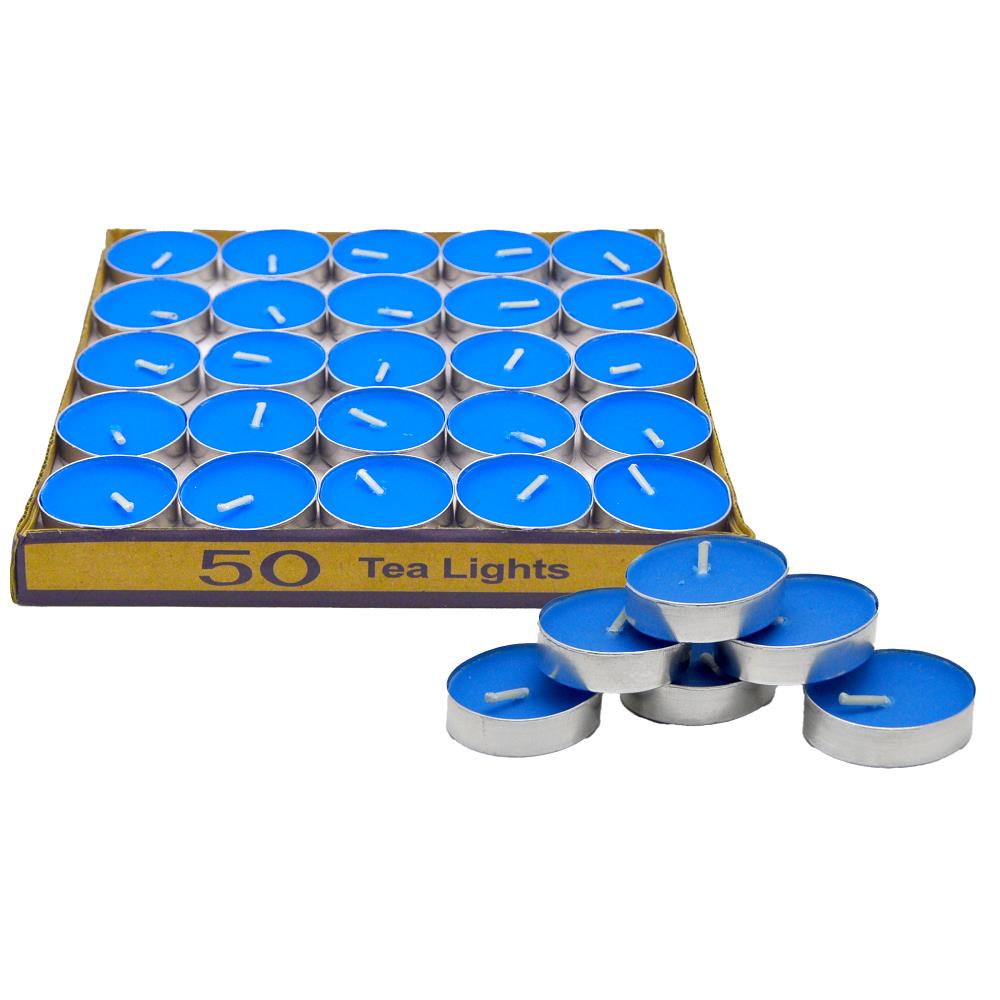 50 Lİ TEALİGT YUVARLAK MAVİ MUM KL:40