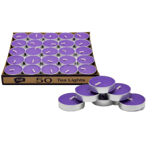 50 Lİ TEALİGT YUVARLAK MOR MUM KL:40