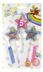 3D GÖRÜNÜMLÜ MUM 5 YAŞ YILDIZ MODELİ PEMBE 12.5CM PK:12