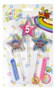 3D GÖRÜNÜMLÜ MUM 5 YAŞ YILDIZ MODELİ PEMBE 12.5CM PK:12