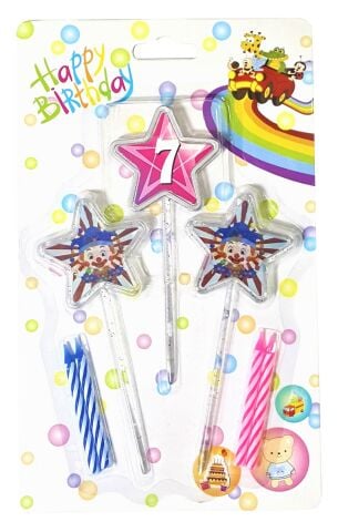 3D GÖRÜNÜMLÜ MUM 7 YAŞ YILDIZ MODELİ PEMBE 12.5CM PK:12