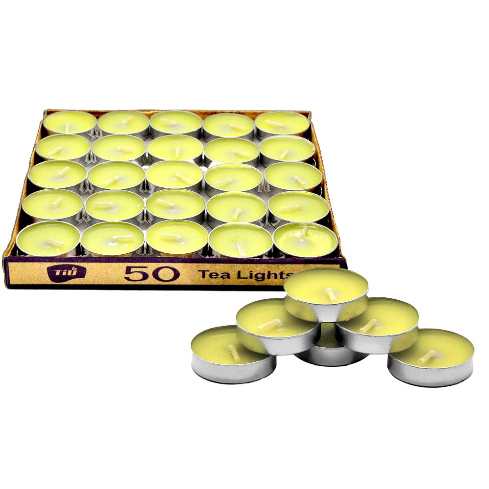 50 Lİ TEALİGT YUVARLAK SARI MUM KL:40