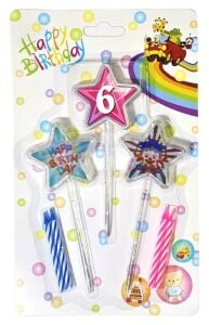 3D GÖRÜNÜMLÜ MUM 6 YAŞ YILDIZ MODELİ PEMBE 12.5CM PK:12