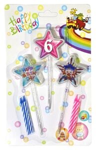 3D GÖRÜNÜMLÜ MUM 6 YAŞ YILDIZ MODELİ PEMBE 12.5CM PK:12