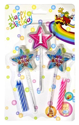 3D GÖRÜNÜMLÜ MUM 1 YAŞ YILDIZ MODELİ PEMBE 12.5CM PK:12