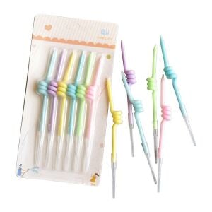 6 LI KIVRIMLI MAKARON RENKLİ MUM 12CM