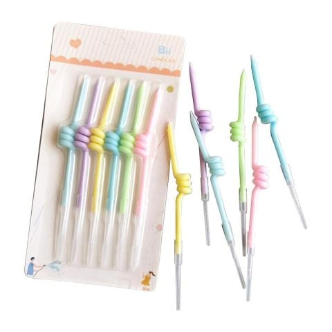 6 LI KIVRIMLI MAKARON RENKLİ MUM 12CM